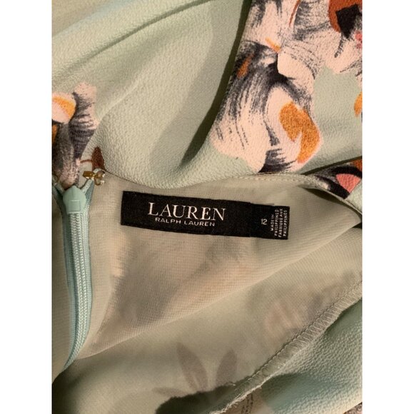 Lauren Ralph Lauren Light Green Floral V-Neck Maxi Dress, Size 12 - Picture 7 of 7